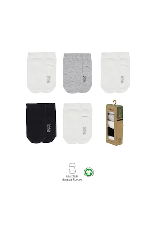 5'li Penye Soket Kutulu Basic Çorap 10131 Gri Çok Renkli