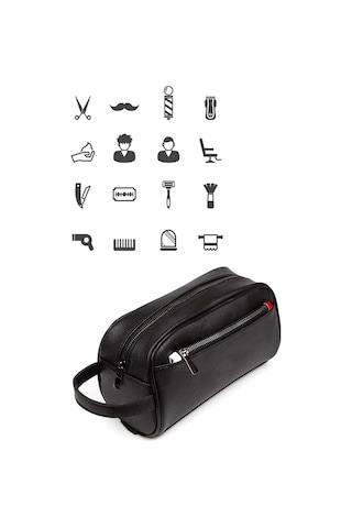 Bizoon Np244 Vegan Deri Kişisel Bakım Ve Seyehat El Çantası Siyah