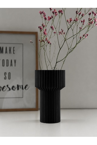 3d Baskı Modern Dekoratif Çiçek Vazosu - Minimal Silindir Tasarımlı Masaüstü Vazo, Ev Ve Ofis Dekoru-siyah Çok Renkli