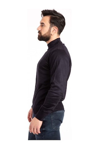 Nacar Store Erkek Lacivert Ince Yünlü Yarım Boğazlı Triko Kazak