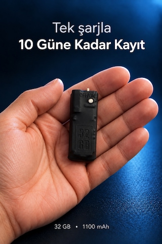 32 Gb Mini Ses Kayıt Cihazı 10 Güne Kadar Kayıt Sese Duyarlı Tek Tuşla Kayıt Usb Otg