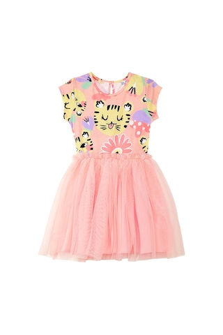 Denokids Leo Flower Kız Çocuk Tüllü Elbise Pembe