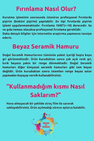 Seramik Hamuru Başlangıç Seti 9 -guaj Boya, Ebeşuar, Merdane, Fırça, 1000gr Beyaz Doğal Kil, Zımpara