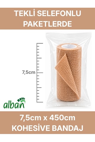7,5cm 6'lı Set Kendinden Yapışkanlı Elastik Bandaj, Kohesiv Bandaj 7,5cm X 4.5m Spor, Bilek, Ayak Bileği, Veteriner Bandajı Siyah