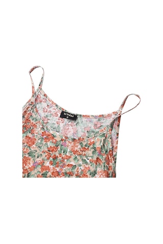 Yeşil Vonda Yaz Kadın Boyundan Bağlamalı Kolsuz Çiçek Baskılı Askı Düzensiz Etek Maxi Elbise Yeşil