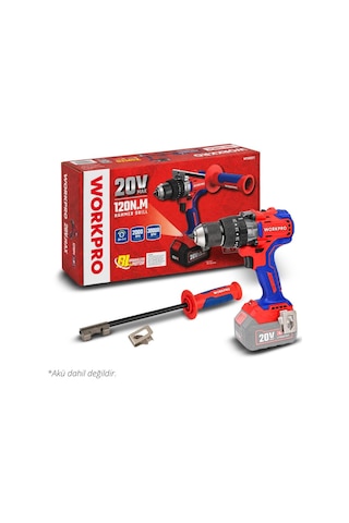 Workpro Wp390017 20volt 120nm. Kömürsüz Profesyonel Şarjlı Darbeli Matkap Akü Dahil Değildir