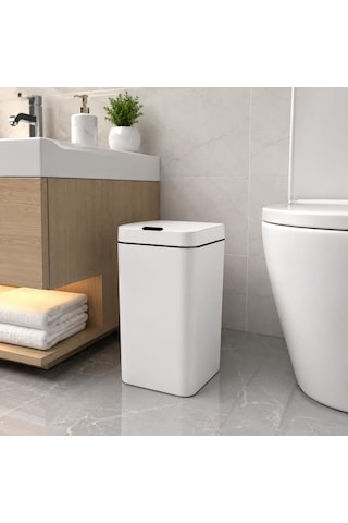 18 Litre Sensörlü Çöp Kovası, Otomatik Temassız Akıllı Çöp Kutusu, Sessiz Kapanan Kapaklı, 2 Aa Pille Çalı