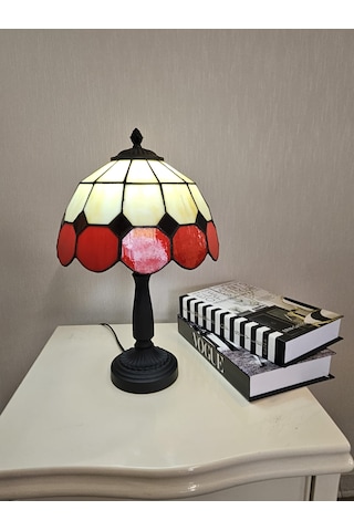 Yüceeller Vitray Abajur Masa Lambası El Yapımı Kırmızı