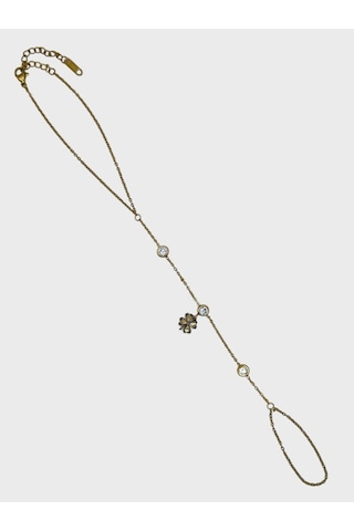 Arnes Jewelry Çelik Zirkon Taşlı Yoncalı Şahmeran Bileklik Ar581nes Gold