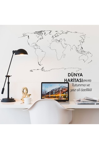 Dilsiz Dünya Haritası Statik Kağıt Tahta