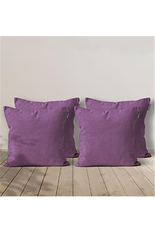 4'lü Kadife Dokulu Kırlent Kılıfı Mor-1992 - Mor