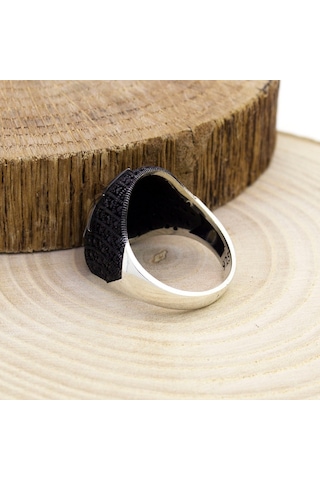 925 Ayar Gümüş Mikro Taş Işlemeli Kutup Yıldızı Motifli Yüzük