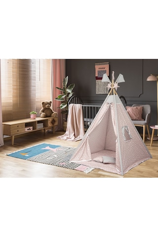 Exorbaby Xl Büyük Boy Ahşap Ve Pamuklu Oyun Çadırı , Oyun Evi Pembe