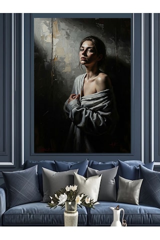 Ahşap Tablo Pencere Önünde Kadın