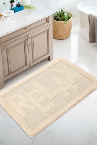 Doğal Kaymaz Taban Banyo Paspas Uzun Ömürlü Yumuşak Dokulu Su Emici Yıkanabilir Relax 60x100 Krem