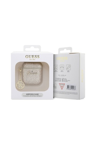 Apple Uyumlu AirPods Kılıf Guess Glitter 4g Charm Exclusive Tasarım Gold
