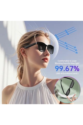 Xuweiwei Mavi Lıfebee 2025 Akıllı Kablosuz Gözlük 100 Dil Çeviri Müzik Ses Kaydı Usb Şarj Seyahat Ofis İçin