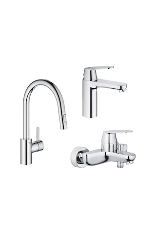 Grohe Eurocosmo Batarya Seti, Eviye Bataryası 31481001 Lavabo Bataryası 23327000 Banyo Bataryası 32831000 Krom