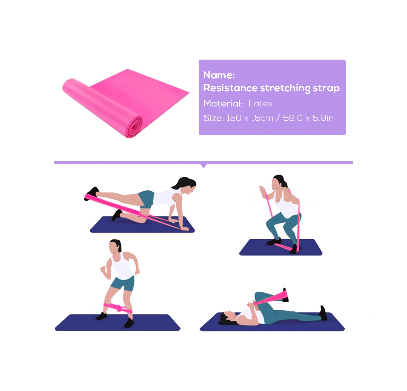 Youtek Pembe 5'li Yoga Seti: Pvc Top + Köpük Blok + Lastik Gerdanlık + D-ring Askı + Direnc Bandı - Evde Güvenli Egzersiz Ve Esneklik