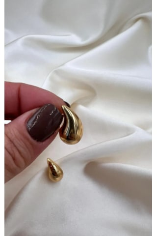 Bb Çelik Minimal Damla Küpe Altın