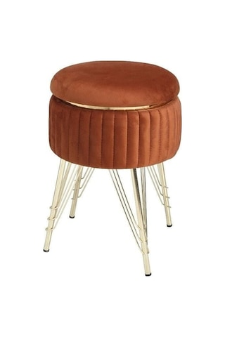 Bianco Metal Ayaklı Puflu Zigon Sehpa Altın Turuncu Gold Orange