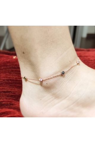 Oriental Kuyumculuk Jewellery Kadın Rose Taşlı Gümüş Halhal Rose