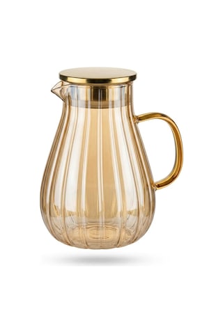 Modern Borosilikat Dilimli Cam Sürahi 1800 Ml Çay, Meyve Detoksu Ve Soğuk İçecekler İçin