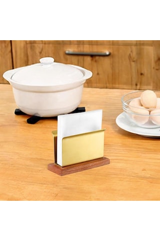 Homyl Peçetelik Paslanmaz Çelik Kağıt Tutucu Tezgah Yemek Altın