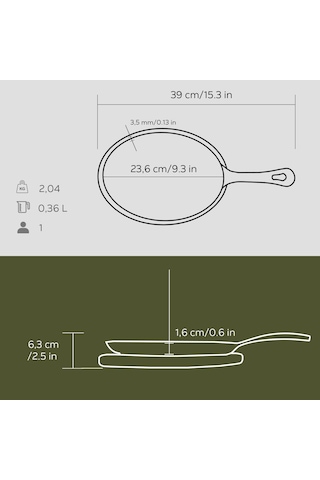 Lava Fajita Tavası Ve Altlığı, 17x23 Cm, Saplı, Oval Sku: Smg8690010554437 Açık Gri