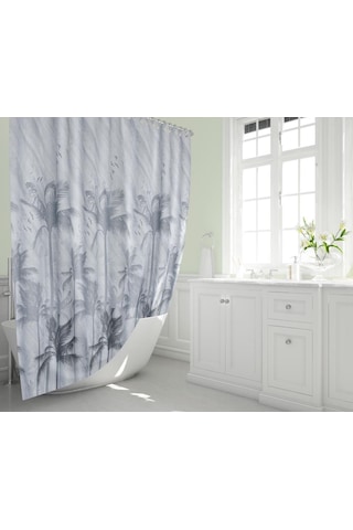 Zethome Tropik Banyo Duş Perdesi 5104 Çift Kanat 2X120X200 Gri