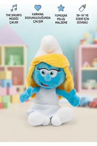Gioc-hi Preziosi Lisanslı Şirin Köyünden Şirine Müzikli Sesli Yumuşak Malzemeli 25 Cm Oyuncak Peluş Çok Renkli