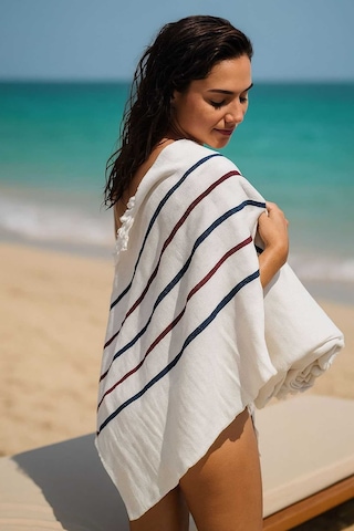 Peştemal Plaj Havlusu %100 Pamuklu 70x150 Cm Beyaz Waves - Seçenek: 295 Çok Renkli