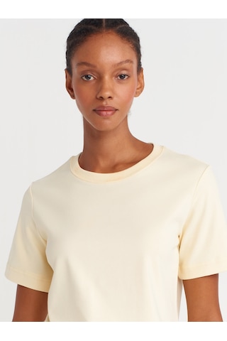 Dilvin 31763 Bisiklet Yaka T-shirt-açık Sarı Açık Sarı