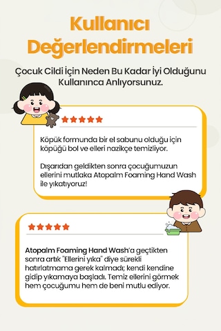 Çocuklara Özel Nemlendirici Etkili Yumuşak Ve Yoğun Dokulu Köpük El Sabunu Atopalm Foaming Hand Wash