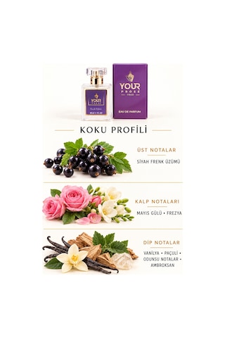 Your Prose K101 Siyah Frenk Üzümü, Gül Ve Vanilya Notalı Meyvemsi Çiçeksi Kadın Parfümü Edp 50 Ml - 8690352000012yp101 Meyveli