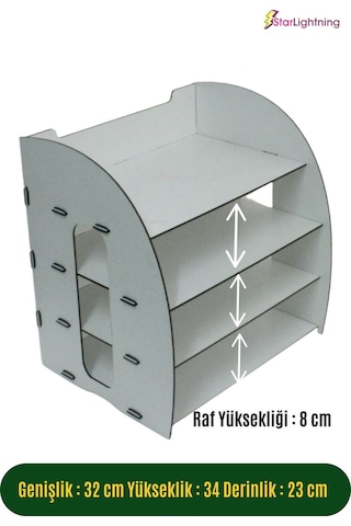 Masa Düzenleyici Organizer Evrak Rafı Masaüstü Organizer Model 6 - Beyaz