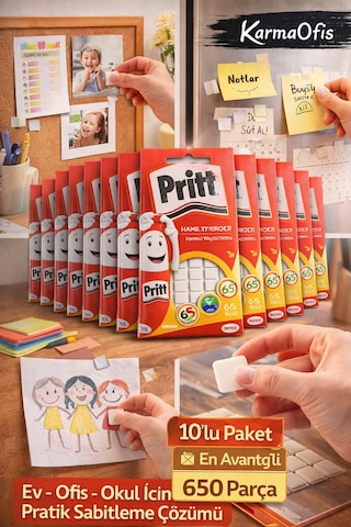 10 Lu Set Hamur Yapıştırıcı 650 Parça İz Bırakmaz, Tekrar Kullanılabilir Poster Yapıştırıcı