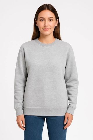 Mbb E-ticaret Kadın 3 İplik Pamuklu Düz Bisiklet Yaka Sweatshirt - Gri