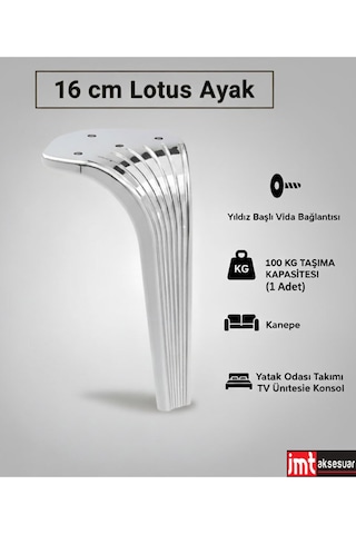 Lotus Koltuk 16 Cm Krom 4 Adet Yatak Odası Tv Ünitesi Konsol Ve Sehpa Ofis Mobilyası Ayağı Krom