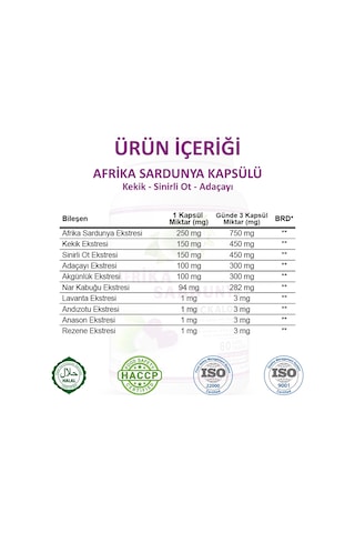 Gökçek Şifa Afrika Sardunya 1000 MG Bitkisel Takviye Edici Gıda 60 Kapsül