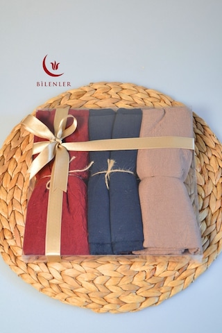 Bilenler Bambu Kraş Şal 75x210 Cm Nefes Alabilir, Terletmez, Tok Duruşlu Mevsimlik Kumaş 3'lü Kutu - 70 X 210 / Bordo Bordo