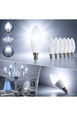 Cata Ct-4079 10 Lu Set Led Buji Ampul 7w E14 6400k Beyaz Işık 680 Lümen Enerji Tasarruflu Avize Ampulü