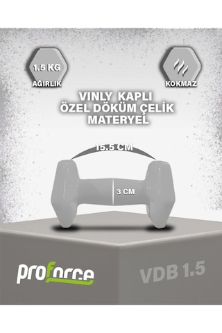 Proforce Vdb Dışı Vinil Kaplı İçi Çelik Döküm Ağırlık Dambılı Gri 1.5 KG