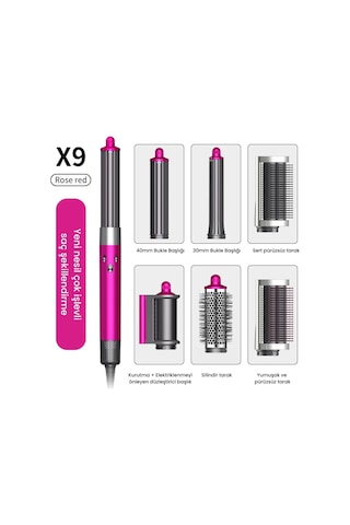 Jhy Hair Styler X9 Saç Şekillendirme Seti Gri - Pembe