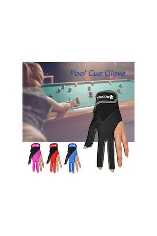 Youtek Sol El İçin Üç Parmak Kesmeli Nefes Alabilir Bilardo Eldiveni - Siyah, S-m Boyut, Esnek Ve Yumuşak