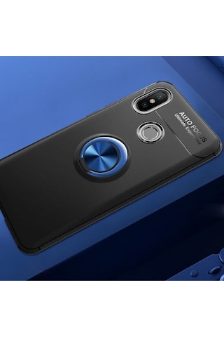 Xiaomi Mi 8 Se Kılıf Yüzüğü Stant Ve Araç Tutucu Olabilen Şık Esnek Premium Silikon Kapak Ryc/ravel Siyah - Mavi