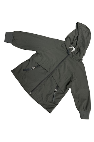 Erkek Bebek Fermuar Kapamalı Cepleri Fermuarlı İçi File Astarlı Kapüşonlu Antrasit Renk Yağmurluk Antrasit