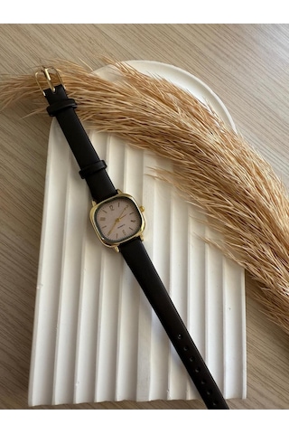 Rub046 25 Mm Rubsey Retro Minimal Deri Kordon Vintage Kadın Kol Saati Siyah