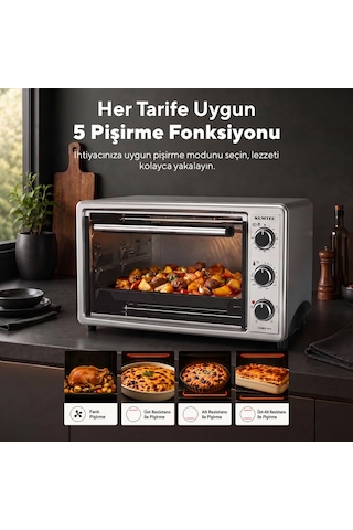 Kumtel LX-3575 45 L Gri Turbo Mini Fırın