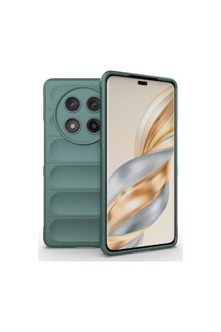 Nourthkiingdom Honor Magic 7 Lite Kılıf Esnek Tpu Oyuklu Arka Yüzey Tasarımlı Nrtk Etnik Silikon Kapak - Koyu Yeşi Yeşil